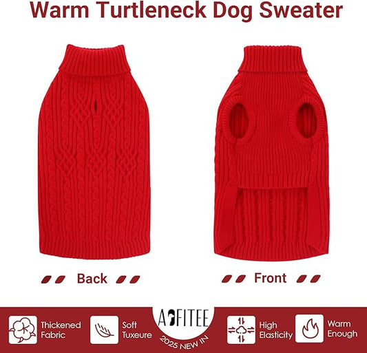 AOFITEE XL Dog Sweater, Extra Large Dog Sweater Girl Boy, Warm Turtleneck Fall Dog Sweaters Girl Boy, Red Dogs Christmas Sweaters Pet Knitwear, Soft Pullover for Beagle, Weimaraner, Dalmation, Red XL