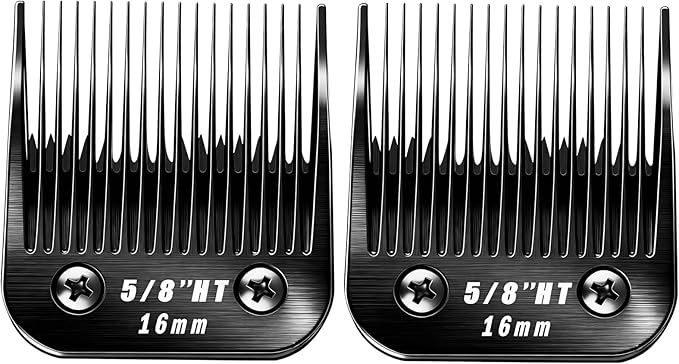 2 Pcs Size 5/8HT Detachable Dog Grooming Blades, Compatible with Andis, Oster A5, Wahl KM10 Series Clippers, Cut Length 16mm, Black (5/8HT 16mm, 2Pcs)