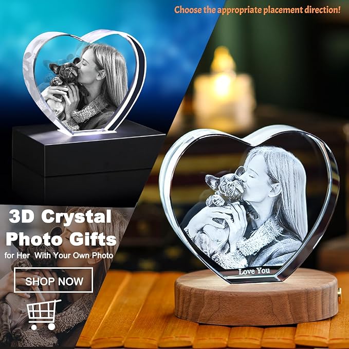 Personalized Pet Memorial Gifts,3D Crystal Photo,3D Engraved Crystal Keepsake Gift Décor Dogs Or Cats Horse Birds, Customized Dog Memorial Gifts,Christmas Personalized Gifts