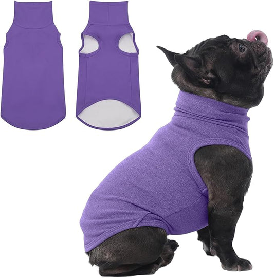 IECOii Small Dog Sweater,Stretch Fleece Vest - Purple, Medium,Warm Pullover for Winter Spring Fall, Soft & Lightweight Dog Sweatshirt Indoor Outdoor Clothes,Turtleneck for Small Medium Dogs Girl Boy