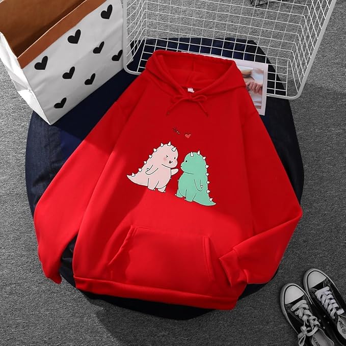 Women Girl Hoodies Cute Cat Ear Novelty Printed Pullover Sweatshirt