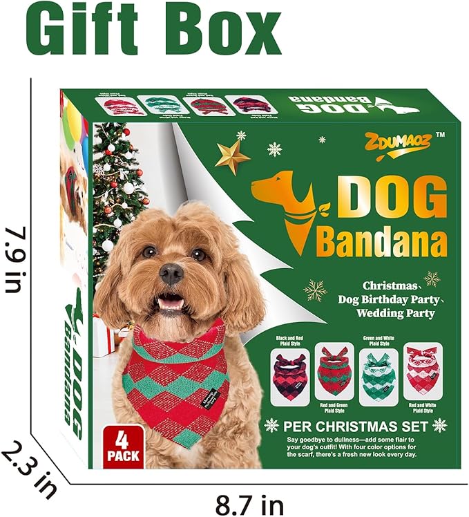 4-Pack Knitted Dog Bandanas with Slogans - Soft Warm Bandana for Small Medium Large Dogs, Winter Dogs Accessories Boy & Girl, Scarf for Birthday Holiday，Cute Dog Gifts