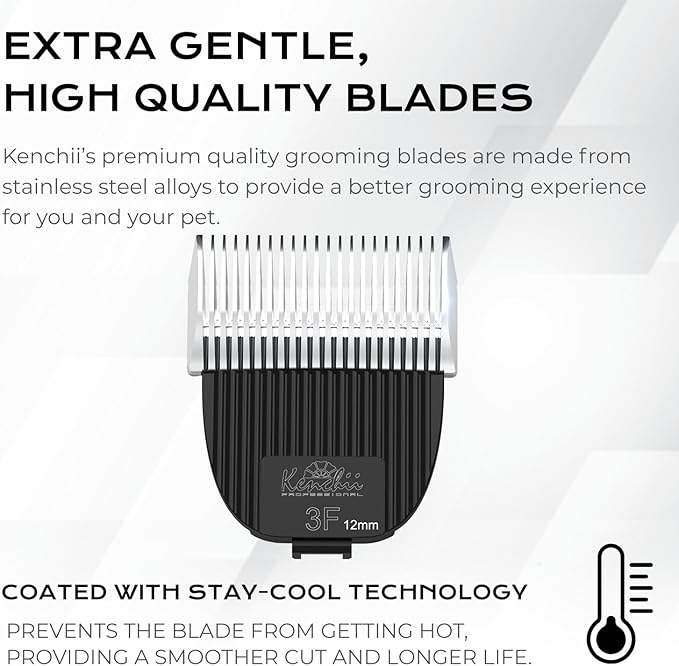 Kenchii Flash Clipper Blade (3F,12mm) Only Compatible with Flash Clipper,Black & White