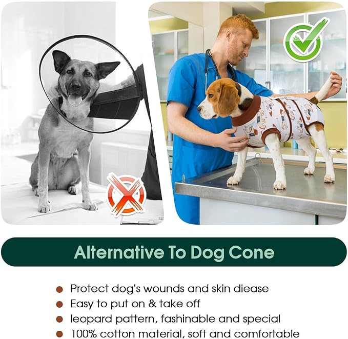 Kuoser Dog Recovery Suit for Post-Surgery Care, Spay Neuter Bodysuit for Female & Male Dogs, Anti-Licking Surgical Onesie, Snug Fit for Abdominal Wound Protection & Skin Healing, BrownPony XL