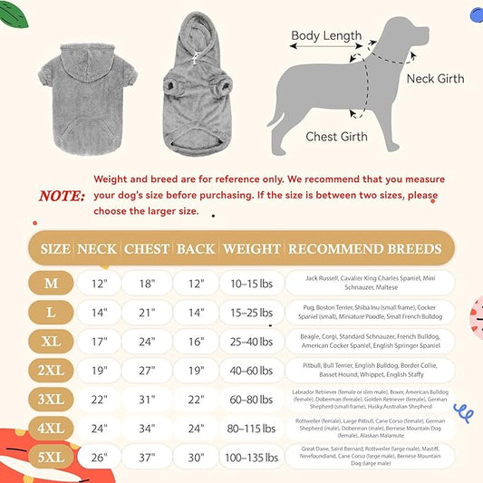 4XL Dog Sweaters for Large Dogs,Dog Hoodie,Warm Fuzzy Fleece Sweatshirt with Hood & Pocket,Leash Hole,Cozy Cold Weather Pet Clothes Sweater Hoodie for Large Dogs(Grey,4XL)