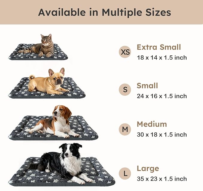 Dog Bed Mat, Dual-Sided Dog Crate Bed Mat - Ultra Soft & Machine Washable Kennel Pad for Small Dogs, All-Season Comfort Pet Bed for Crates, Travel, and Home, Gray 24 x 16 Inch