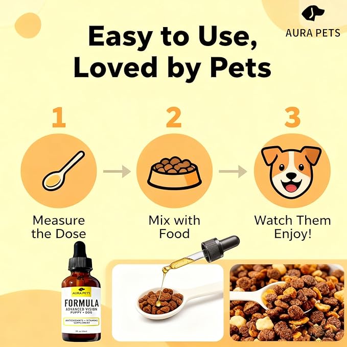 Advanced Vision Formula for Dogs, AuraPets Vision Formula, with Lutein, Zeaxanthin, Astaxanthin, Supports Vision and Reduces Cloudiness, 30ml (5)