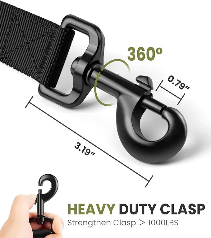 OutdoorMaster Bungee Dog Leash with Shock Absorption, 2 Padded Handles Training Leash, Improved Dog Safety and Comfort - Black Upgraded, 4 FT