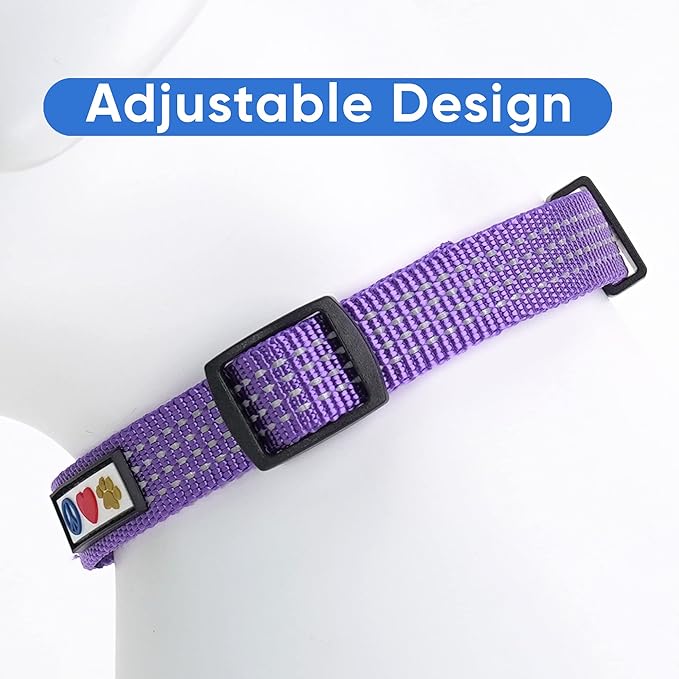 Pawtitas Reflective Dog Collar - Adjustable for Medium Dogs and Puppies - Purple
