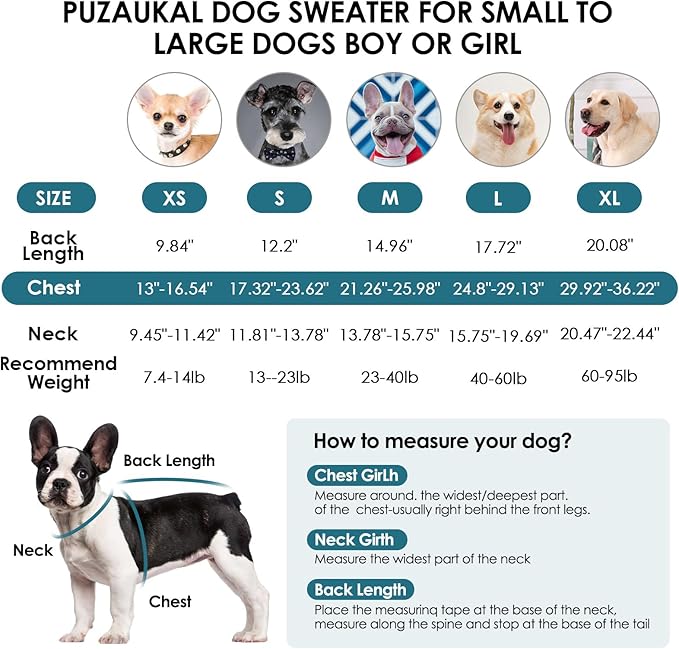 Dog Sweater,Adjustable Dog Sweaters for Small, Medium and Large Dogs Boys Girls, Dachshund Chihuahua Fleece Dogs Sweater(Peacock Blue,M)