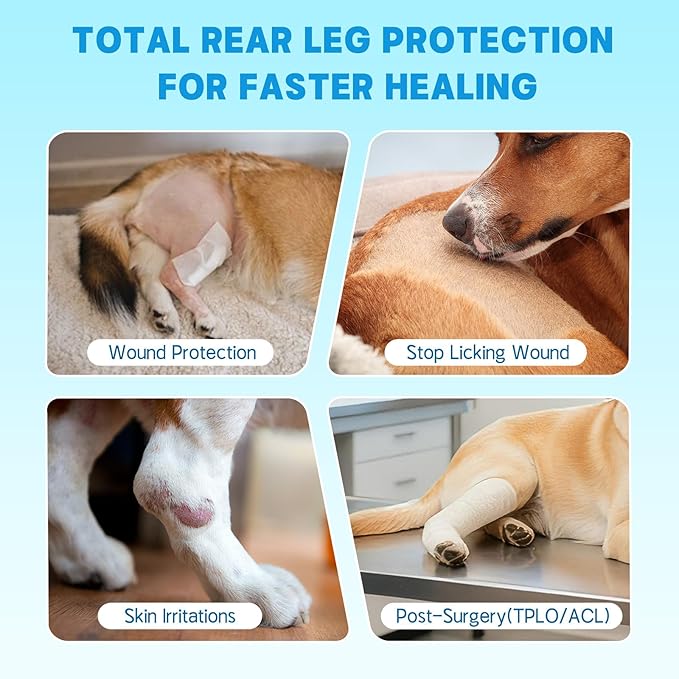 Dog Rear Leg Sleeve to Stop Licking, Adjustable Anti-Slip Recovery Sleeve Pants for Wound Protection After ACL/TPLO Surgery, Hot Spots, Lick Granulomas–Cone Alternative for Leg Healing,S