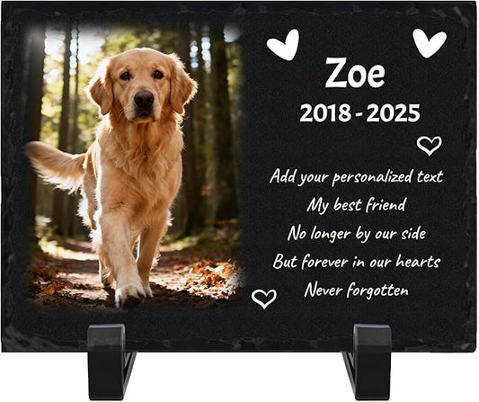 Personalized Pet Memorial Stone Plaque with Photo, Custom Dog Remembrance Gift, Outdoor Garden Photo Love Plaque