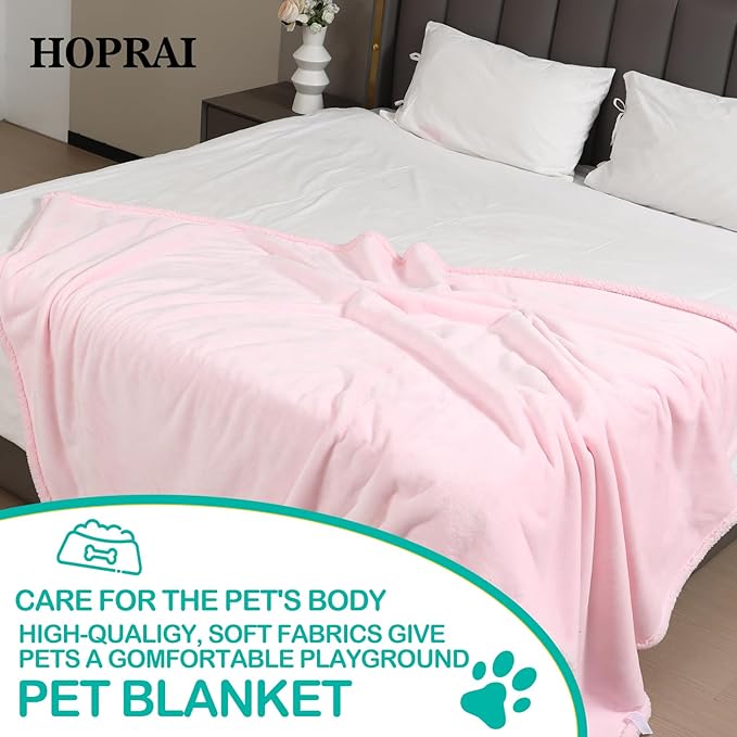 Waterproof Pet Blanket for Medium Large Dogs Washable Fluffy Thick Jacquard Shag Fleece Warm Sherpa Pet Blanket Cats Puppy Couch Protection (Pink XXL85*85inches)