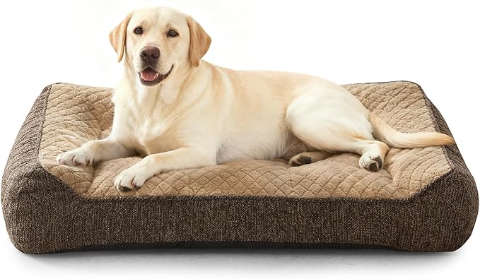 JOEJOY XL Orthopedic Dog Beds Large Sized Dog, Extra Thick Supportive Big Dogs Couch Bed with Sides and Waterproof Lining, Ultra Soft Pet Bed Sofa for Large Dogs, Brown, 42''x30''