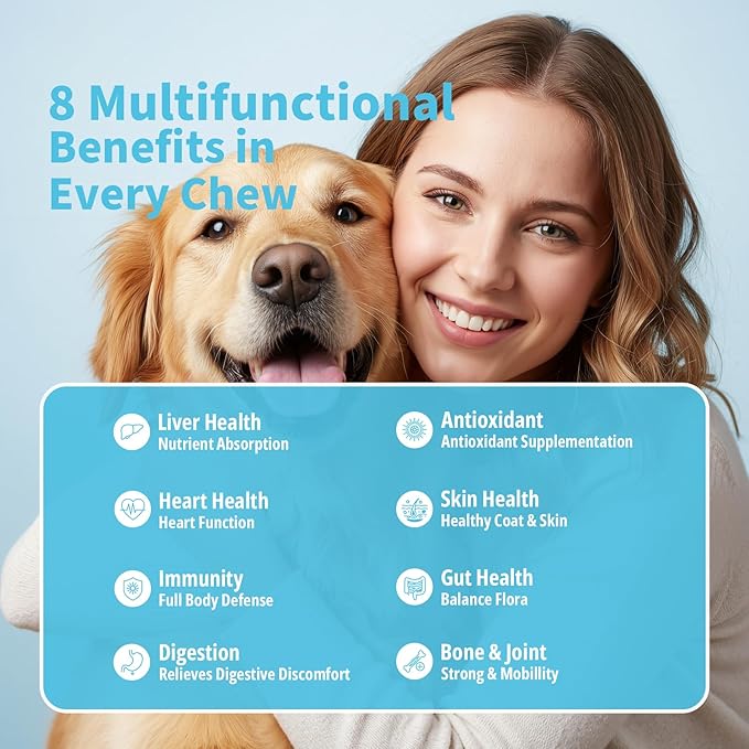 Dog Multivitamin Chewable Dog Vitamins and Supplements with MSM & Glucosamine, Omegas 3 for Gut Health Joint Support Skin & Coat Heart Health Digestion Immune System - Chicken Flavored, 90 Ct