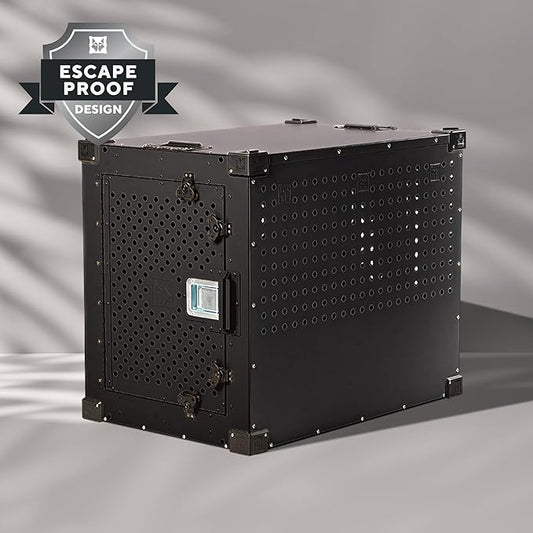 Impact Indestructible High Anxiety Crate for Intermediate Dogs - Heavy Duty Escape Proof Indoor Dog Kennel with Powder-Coated Aluminum - Ideal for Escape Artists (Black, 34" (34.5" L x 23" W x 29" H)