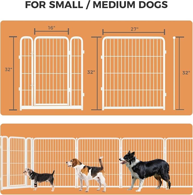 FXW Dog Gate Extra Wide Designed for Indoor Use, Adjustable Width Up to 55-inch Wide (32" H 2 Wire Panels for Small and Medium Dogs), White