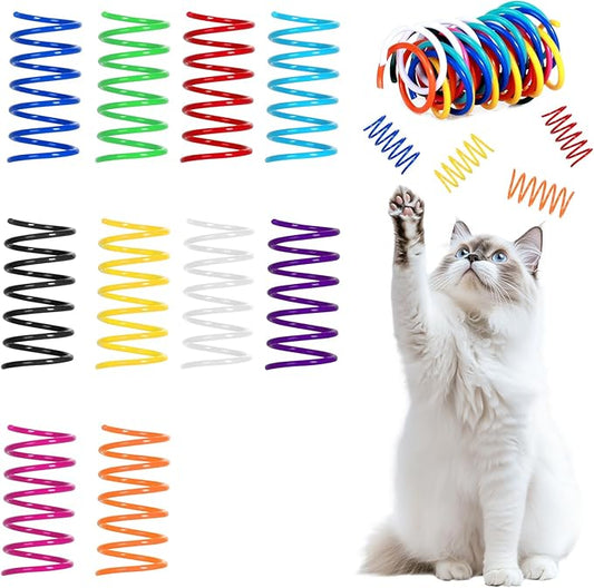 JCSHIMO 100 Pack 10 Colors Cat Spring Toys, Cat Spiral Spring Toys for Indoor Cats, Kitten Colorful Interactive Cat Toys for Swatting, Biting, Hunting