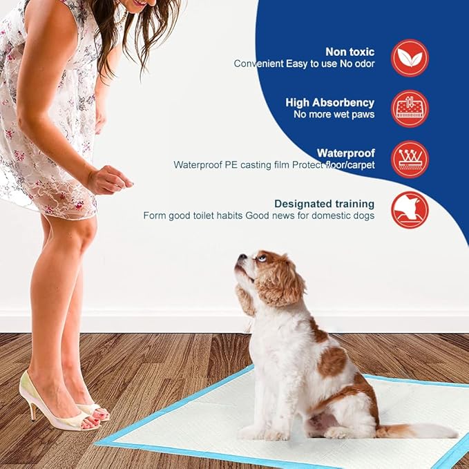 NEZO Dog and Puppy Premium Training Pads, Extra Large 34 x 46 inch - 90 Count Pee Pads with 6 Layer Leak-Proof and Super Absorbent