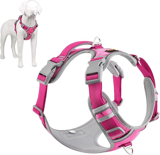 Plutus Pet No Pull Dog Harness, Release at Neck, Reflective Adjustable Dog Vest Harness, Easy Control Handle for Walking, for Small Medium Large Dogs, Hot Pink, M