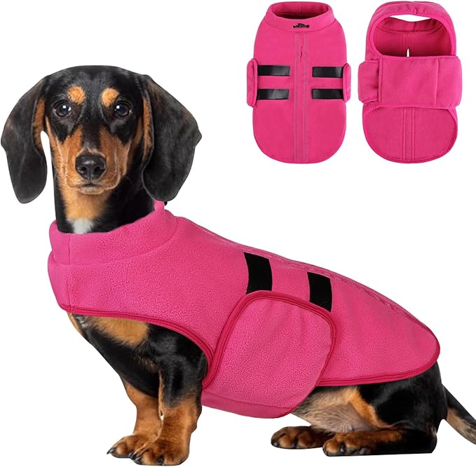 Dog Sweater,Adjustable Dog Sweaters for Small, Medium and Large Dogs Boys Girls, Dachshund Chihuahua Fleece Dogs Sweater(Pink,L)