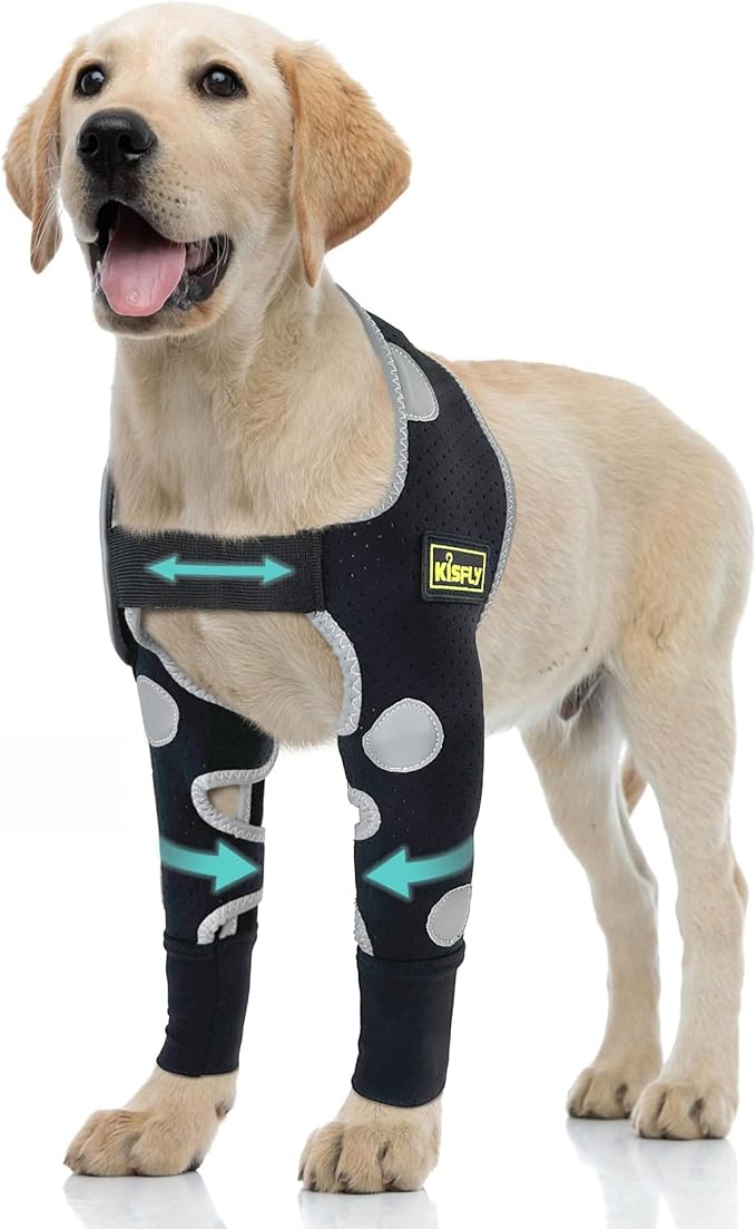 Dog Elbow Brace & Dog Front Leg Brace to Stop Licking – Dog Elbow Protector & Hygroma Elbow Pads for Dogs, Breathable Dog Sleeves for Front Legs, Reflective, Cone Alternative – Both Legs, XS