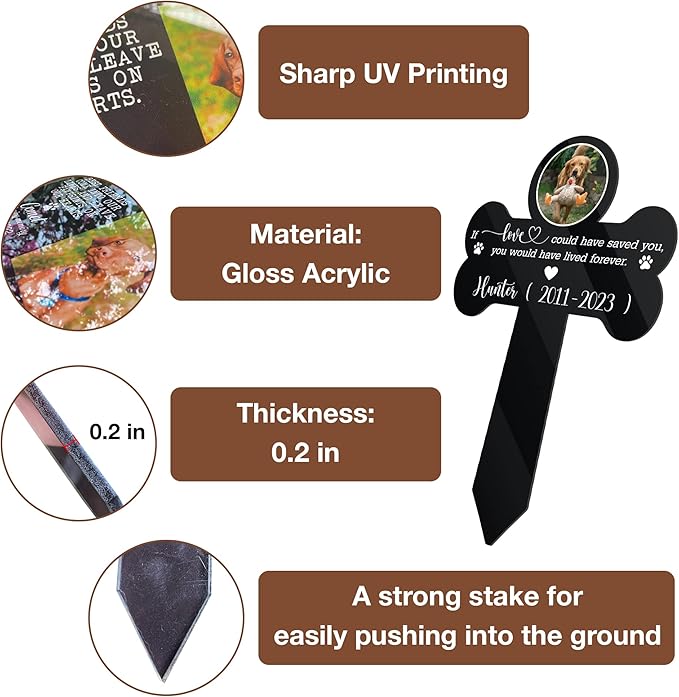 Personalized Grave Markers Memorial Pet Loss Sign Dog Cat Lover Ever Gift With Heartfelt Sentimental Quote For Someone Who Lost A Pet Collar Keepsake Picture Grave Marker In Loving Memory Gift