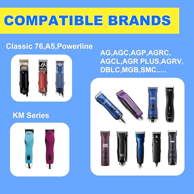 3FC/4FC/5FC/7FC Silver Detachable Clipper Ceramic Blades, Dog Grooming Clipper Replacement Blades Compatible with KM Series Clippers, Most A5, Size-3FC/4FC/5FC/7FC, Cut Length 3.2mm to 13mm, 4 Packs