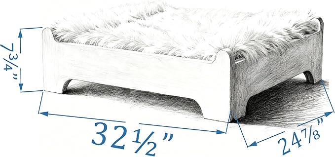 GLOSSGODS Elevated Dog Bed Frame and Mattress with Washable Cover, Naturalwood M Up to 50 lbs