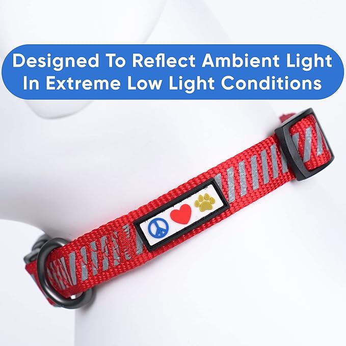 Pawtitas Reflective Dog Collar Reflective Thread Reflective Dog Collar Personalized Name Phone Number Adjustable Collar for Small Dogs Small Puppy Red Dog Collar Extra Small Breeds
