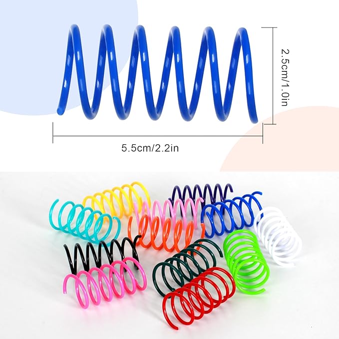 JCSHIMO 60 PCS 12 Colors Cat Spring Toys, Cat Spiral Springs for Indoor Cats, Kittens Toys Plastic Coil for Swatting, Biting, Hunting