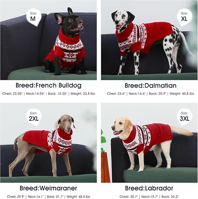 IECOii Extra Large Dog Sweater,Turtleneck Dog Sweater Larged Size Dogs,5XL Big Pet Christmas Knitwear Winter Clothes for Cold Weather,Girl and Boy Knit Sweatshirt for Great Dane,XXXXX-Large