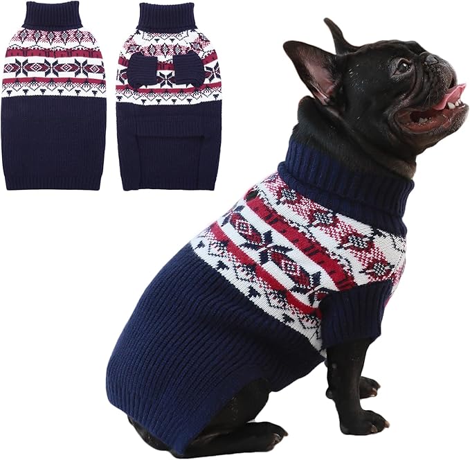 IECOii Medium Dog Sweater,Dog Sweaters for Medium Dogs Girl,Christmas Dog Sweater Turtleneck Dog Sweatshirt for Small Medium Dogs,Pet Pullover Jumper Blue Dog Sweater for Bichon,Jack Russel,M