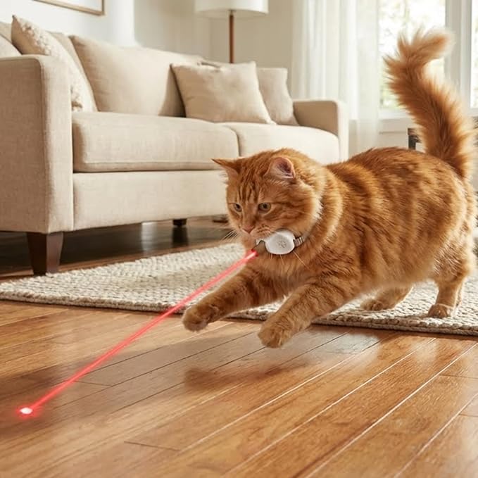 Walfront Cat Chase Toy - USB Rechargeable Automatic Interactive Red Dot Toy for Indoor Cats, Adjustable Height 9.1–13.4in, 2 Modes & 41° Angle, Fun for Active Cats