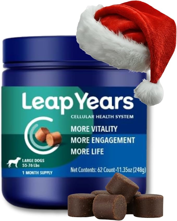 Leap Years Soft Chew Dog Health Supplement – Dog Cognitive Supplement, Supports Longevity of Your Pet, Brain, Heart & Muscle; Powerful NAD for Dogs + Senolytic Formula, Vet-Formulated, Large Breed