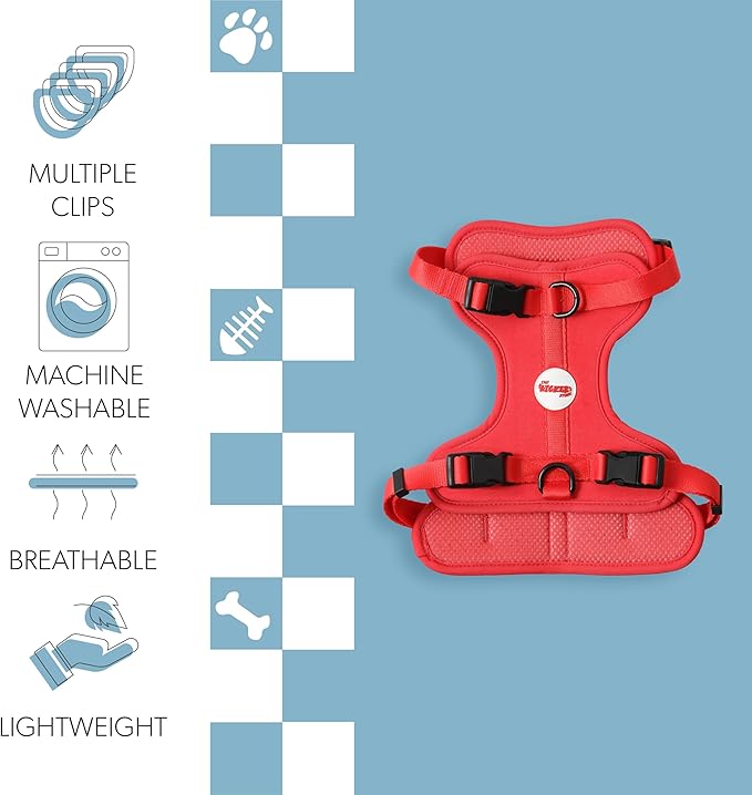 HNS1002M Arlo Medium Adjustable Soft Padded No Pull Pet Harness with 3 Buckles and 3 Leash Clips, Shirley