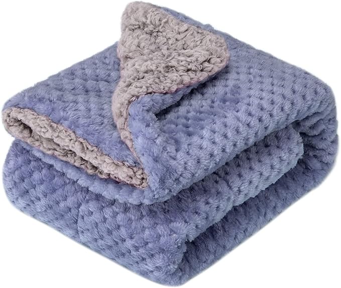 Fuzzy Blanket or Fluffy Blanket for Baby Girl or boy, Soft Warm Cozy Coral Fleece Toddler, Infant or Newborn Receiving Blanket for Crib, Stroller, Travel, Outdoor (32" x 40", DG-Pearl Blue)