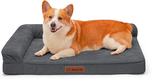 Orthopedic Dog Beds Large Sized Dog, 36x27x6 Inches Memory Foam Pet Bed for Large Dogs, Washable Removable Cover, Nonskid Bottom, Waterproof, Dark Grey