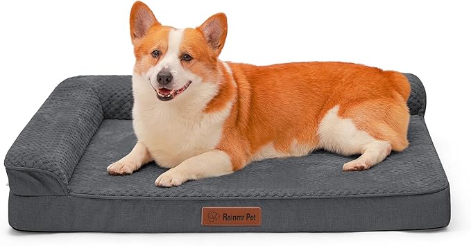 Orthopedic Dog Beds Large Sized Dog, 41x27x6 Inches Memory Foam Pet Bed for Large Dogs, Washable Removable Cover, Nonskid Bottom, Waterproof, Dark Grey
