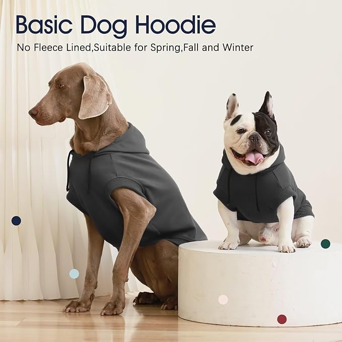 IECOii Dog Hoodie for Small Dogs,Thin Dog Sweatshirt with Hood Suit for Spring Fall Early Winter,Breathable & Lightweight Pet Sweater for Schnauzer, Pug,French Bulldog,Grey, M (No Fleece Lined)