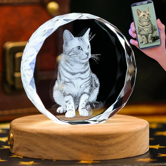 Pet Memorial Gifts for Dogs,Cats,3D Crystal Photo,Custom 3D Pictures,Dog Memorial Gift,3D Laser Etched Picture, Customized Gifts,Christmas Personalized Photo Gifts