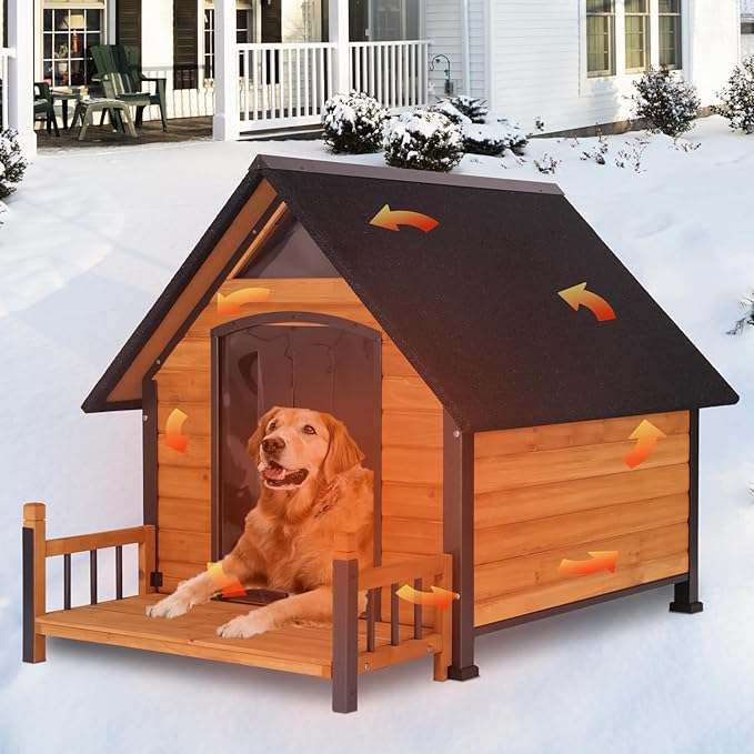 Large Heated Dog House Outdoor XL Insulated Dog House Weatherproof Dog Kennel (Outdoor Dog House (Standard Model), Extra Large Insulated Dog House (AIR80-XL))