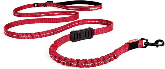 EzyDog Zero Shock LITE Dog Leash - Shock Absorbing Bungee Leash for Dogs That Pull or Excite - Dual Handle and Reflective for Medium, or Small Dogs (72", Red)