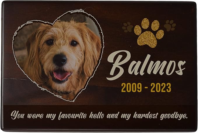 Custom Pet Keepsake Urns for Dogs, Wooden Box for Pet Ashes with Photo for Your Beloved Pets, Pet Cremation Urns as Sympathy Gifts for Pet Lovers - Small, 6" x 4" x 2.75" (Design 11)