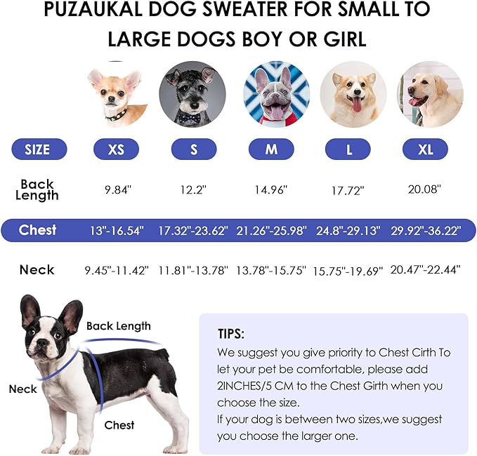 Dog Sweater,Adjustable Dog Sweaters for Small, Medium and Large Dogs Boys Girls, Dachshund Chihuahua Fleece Dogs Sweater(Blue,XL)