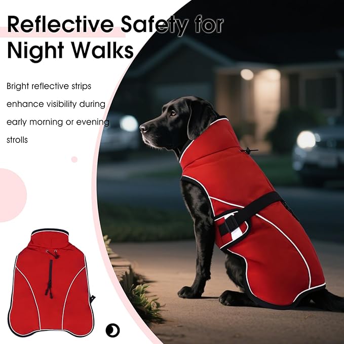 QBLEEV 2 in 1 Dog Coat, Waterproof Dog Winter Jacket with Detachable Fleece Vest, Windproof Warm Snow Jakcet with Harness Hole, Reflective Cold Weather Coats for Small Medium Large Dogs