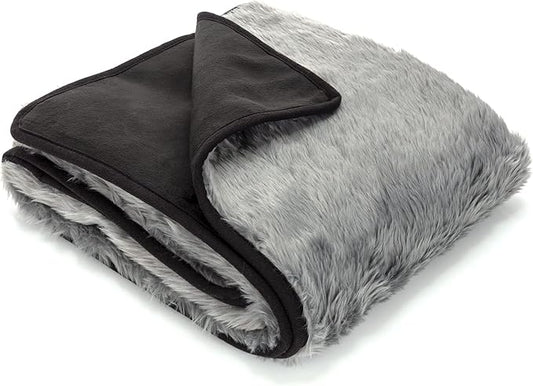 Callarome Waterproof Faux Fur Dog Blanket - Waterproof Dog Blanket for Bed, Couch or Dog Crate - Grey [50"x60"]