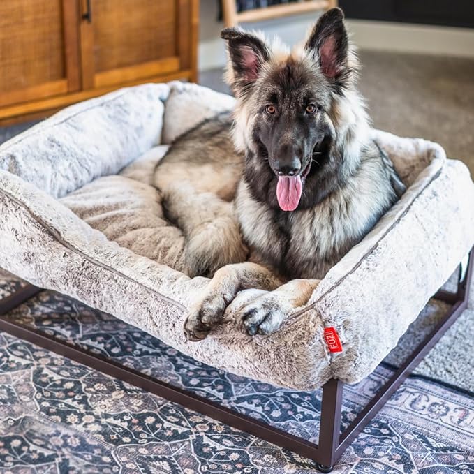 FUZI Luxury Up Pup Elevated Dog Bed, Premium Indoor & Outdoor Raised Pet Bed, Chew-Proof & Durable, Breathable Design for Comfort & Support, Dog Cot Small 26x17x8 Dark Brown