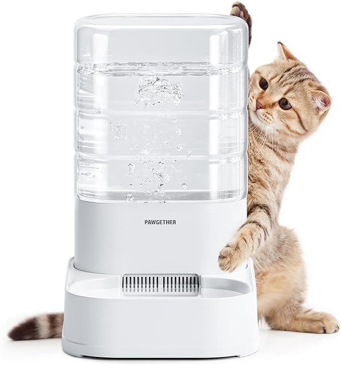 PAWGETHER® Gravity Automatic Pet Water Dispenser with 1 Filter for Cats and Small Dogs 1 Gallon/3.5L Auto Pet Waterer Dog Water Dispenser, Easy to Fill