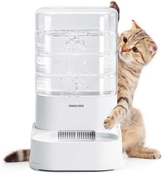 PAWGETHER® Gravity Automatic Pet Water Dispenser with 1 Filter for Cats and Small Dogs 1 Gallon/3.5L Auto Pet Waterer Dog Water Dispenser, Easy to Fill